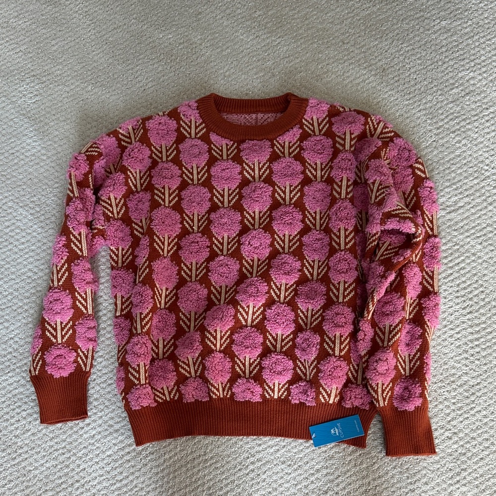 Cupshe Pink and Brown Floral Sweater